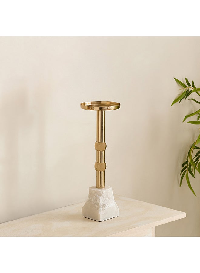 Home Box حامل شموع عمودي زخرفي باللونين الذهبي والأبيض - Image 2